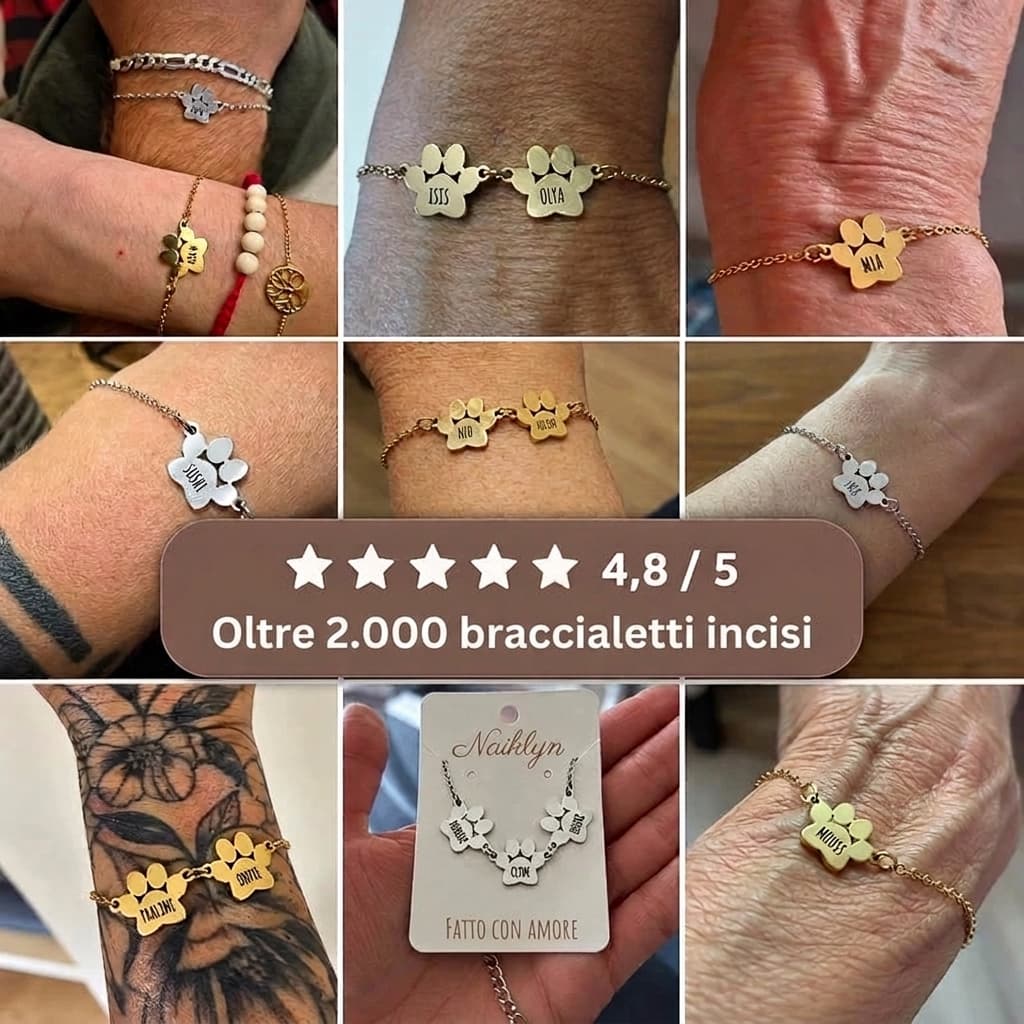 Il Bracciale Zampa d’Amore – Inciso con il suo nome