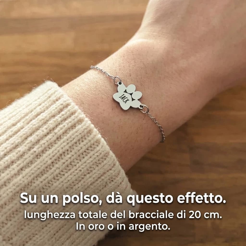 Il Bracciale Zampa d’Amore – Inciso con il suo nome