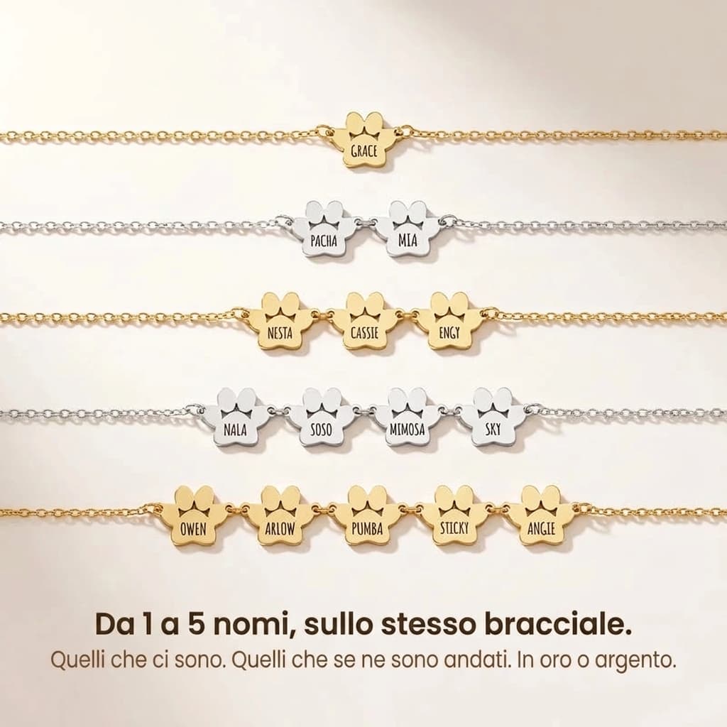 Il Bracciale Zampa d’Amore – Inciso con il suo nome